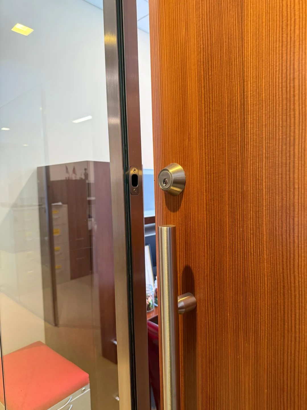 Interior door lock and knob checked for a stuck privacy button in NYC